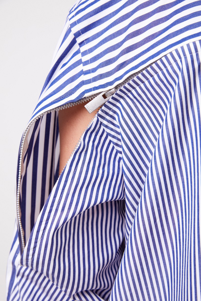 Sacai Gestreiftes Hemdblusenkleid Blau/Weiß