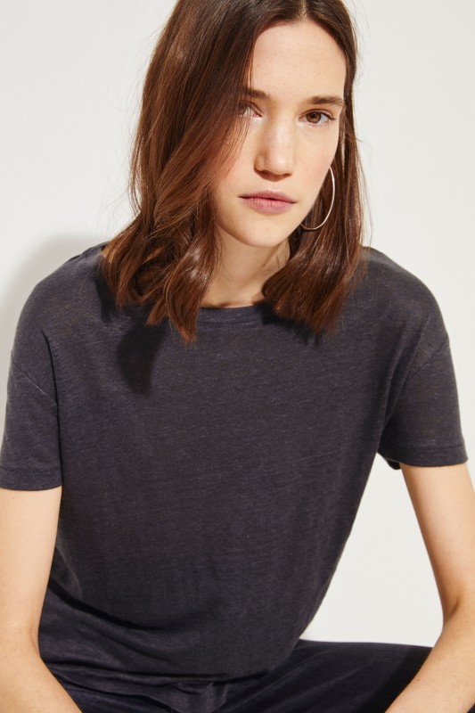 Leinen-Shirt 'Eldora' Grau
