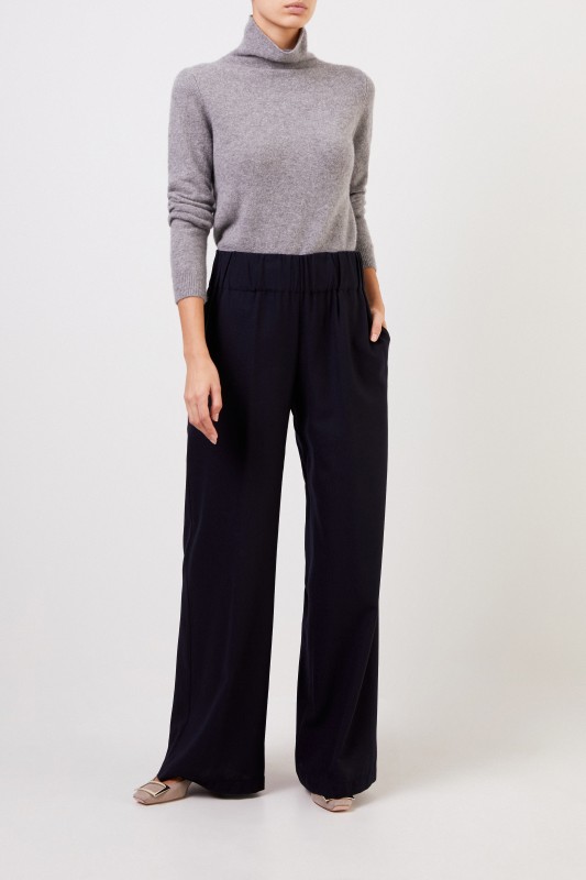 Aspesi Woll-Hose mit weitem Bein Marineblau
