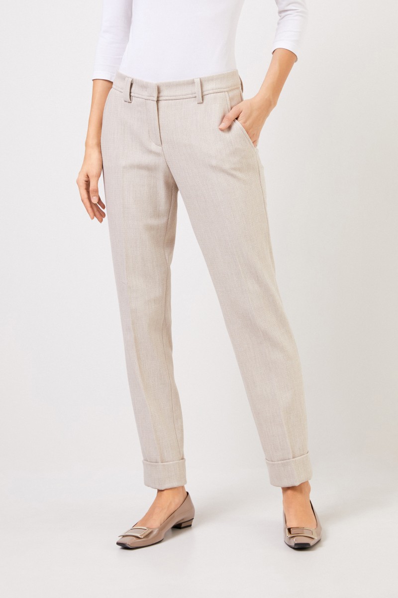 Seductive Bügelfaltenhose 'Allison' Beige Melange