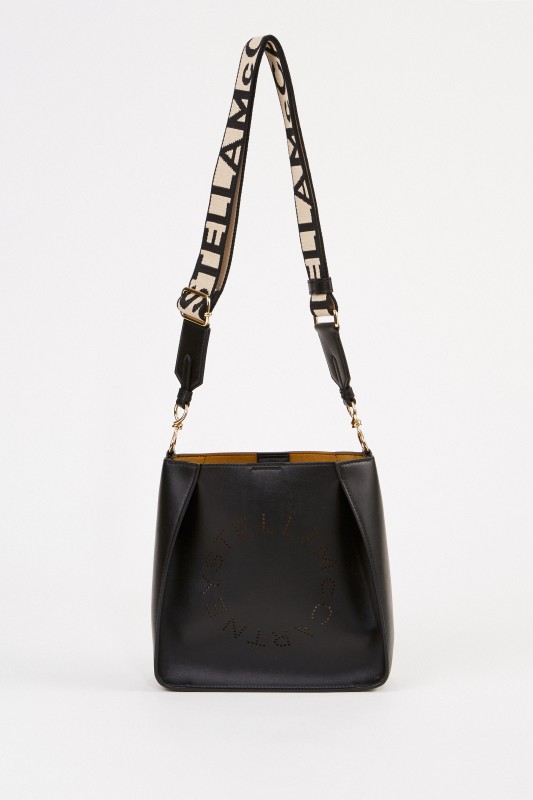 Stella McCartney Mini-Schultertasche mit Logo-Riemen Schwarz