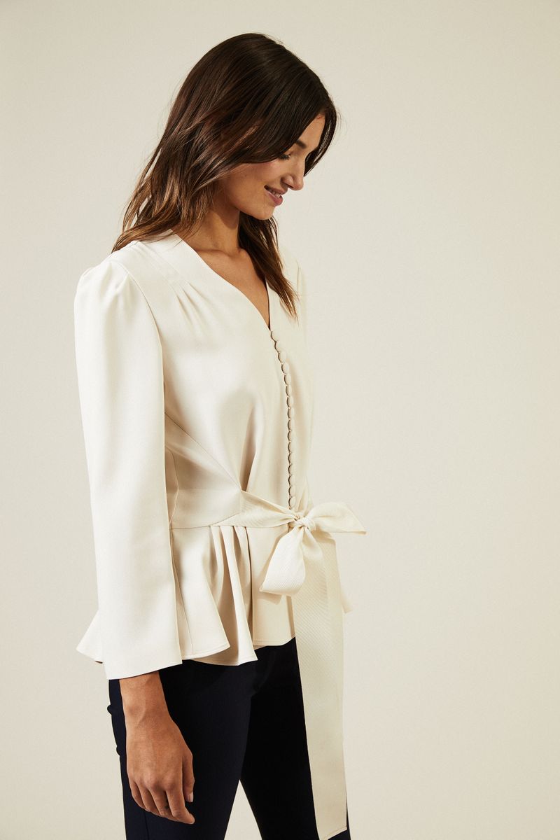 Bluse mit Bindeelement Champanger