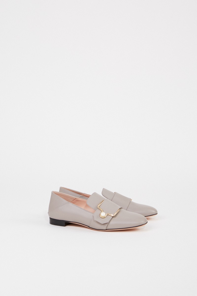 Lederloafer 'Maelle' mit Schnalle Grau