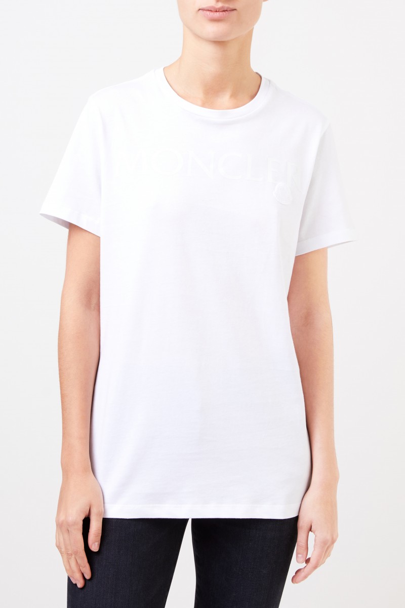 Moncler T-Shirt mit frontalem Logo-Detail Weiß