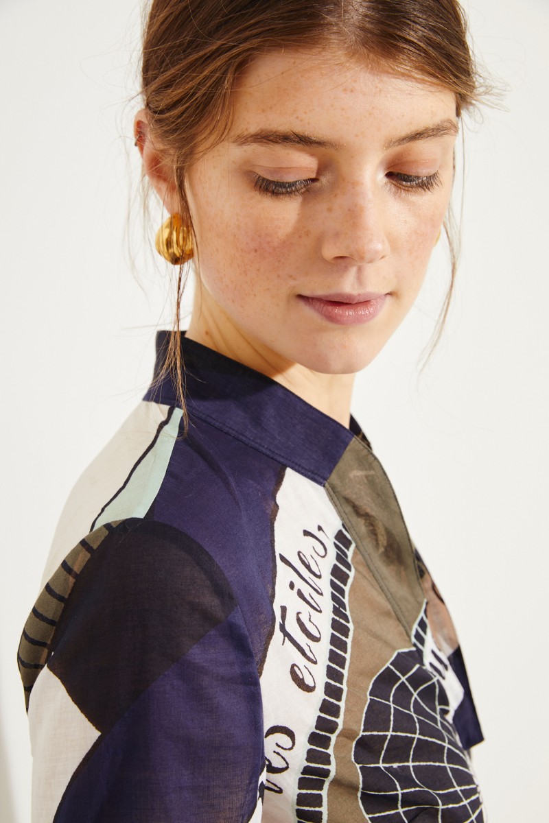 Langer Baumwoll-Kaftan 'Stephanie' mit Print Multi