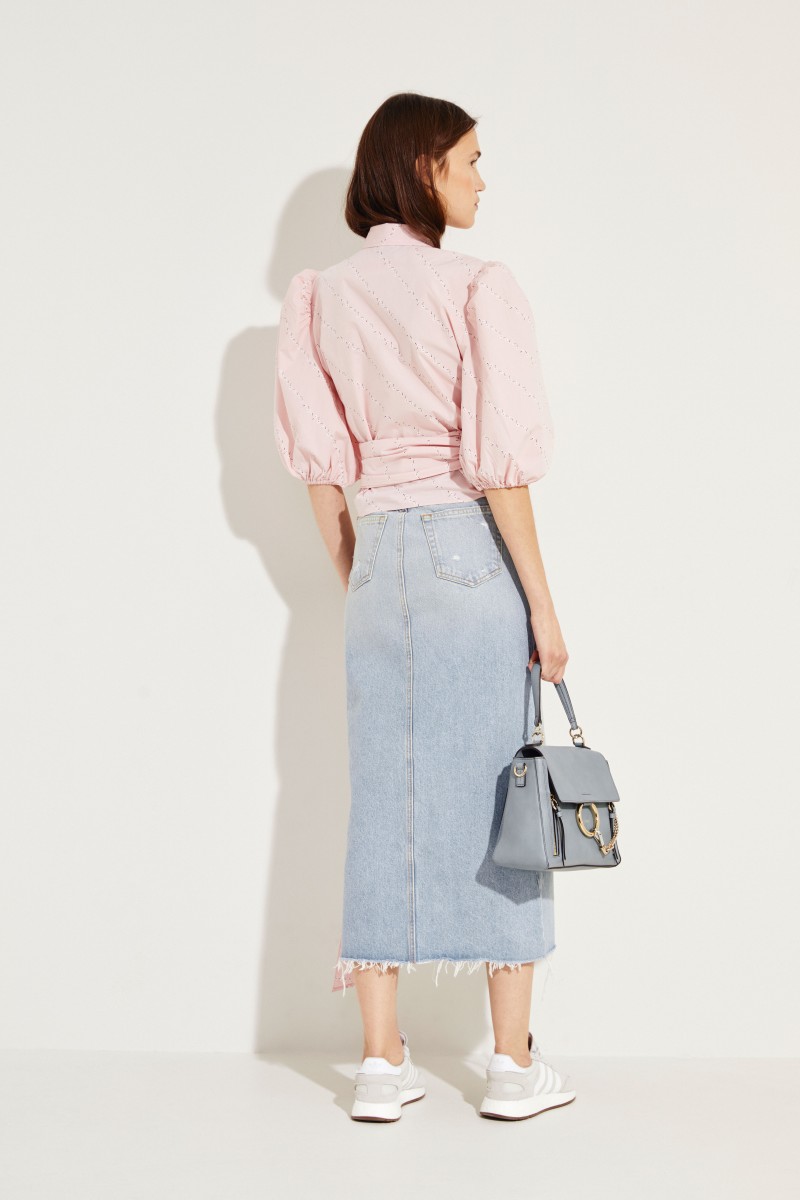 Poplin-Bluse mit Print Rosé