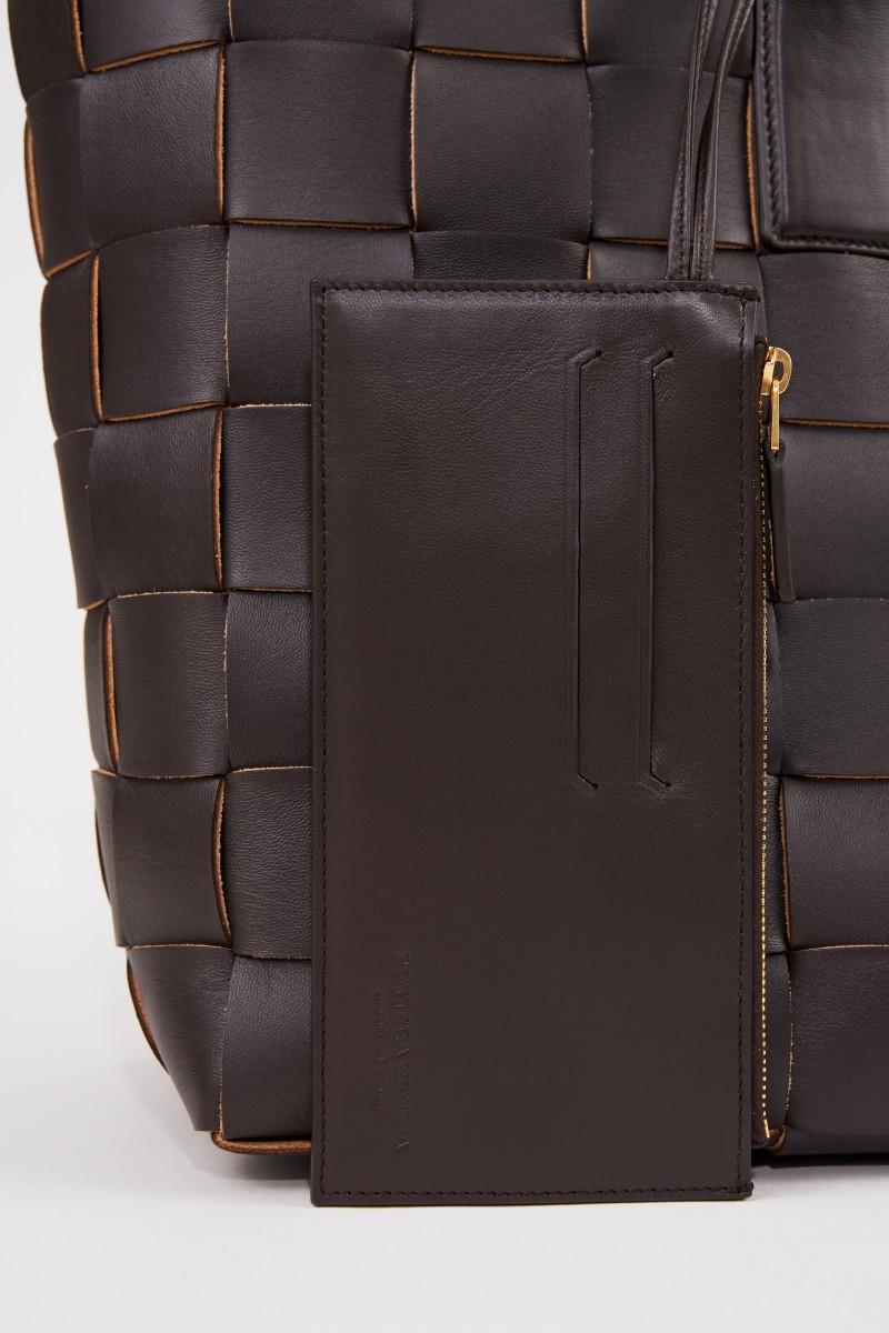 Geflochtener Lammleder-Shopper Dunkelbraun