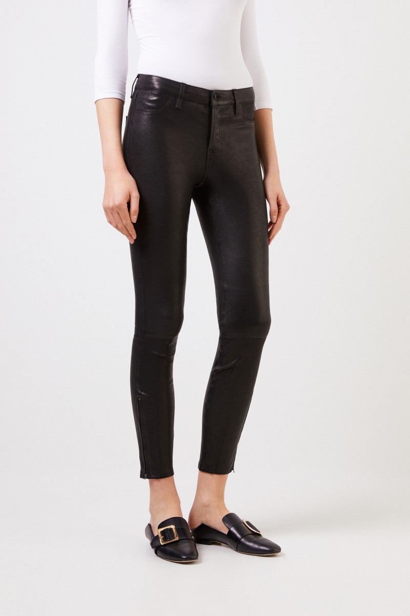 J Brand Lederhose mit Zipper-Details Schwarz