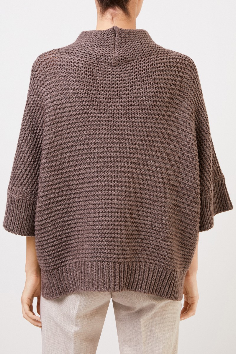 Woll-Pullover mit Stehkragen Braun