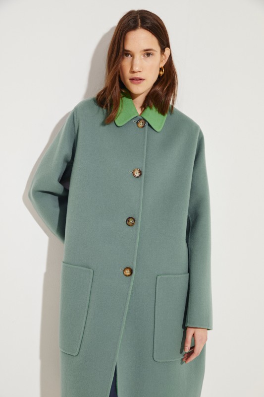 Cashmere-Wende-Mantel Grün