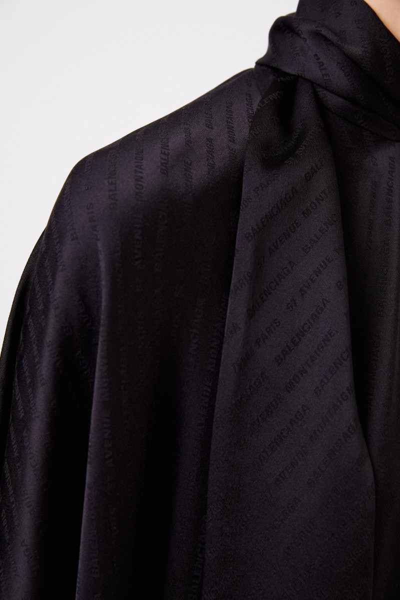 Balenciaga Oversize Seidenbluse Schwarz