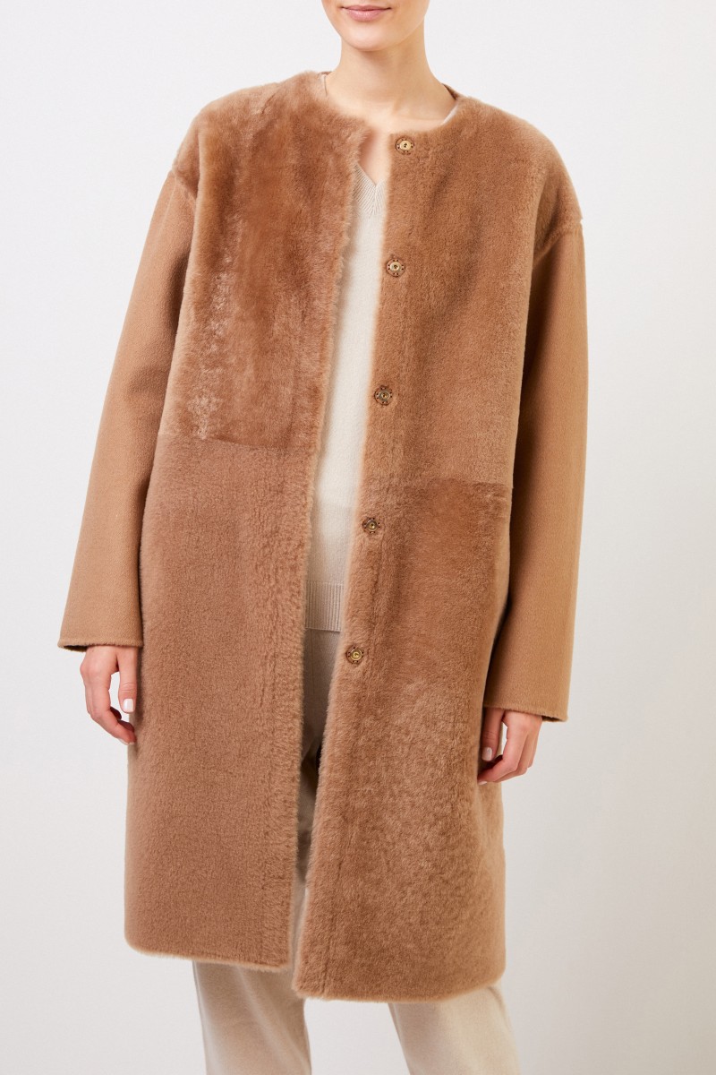 Yves Salomon Cashmere-Lammfellmantel Camel