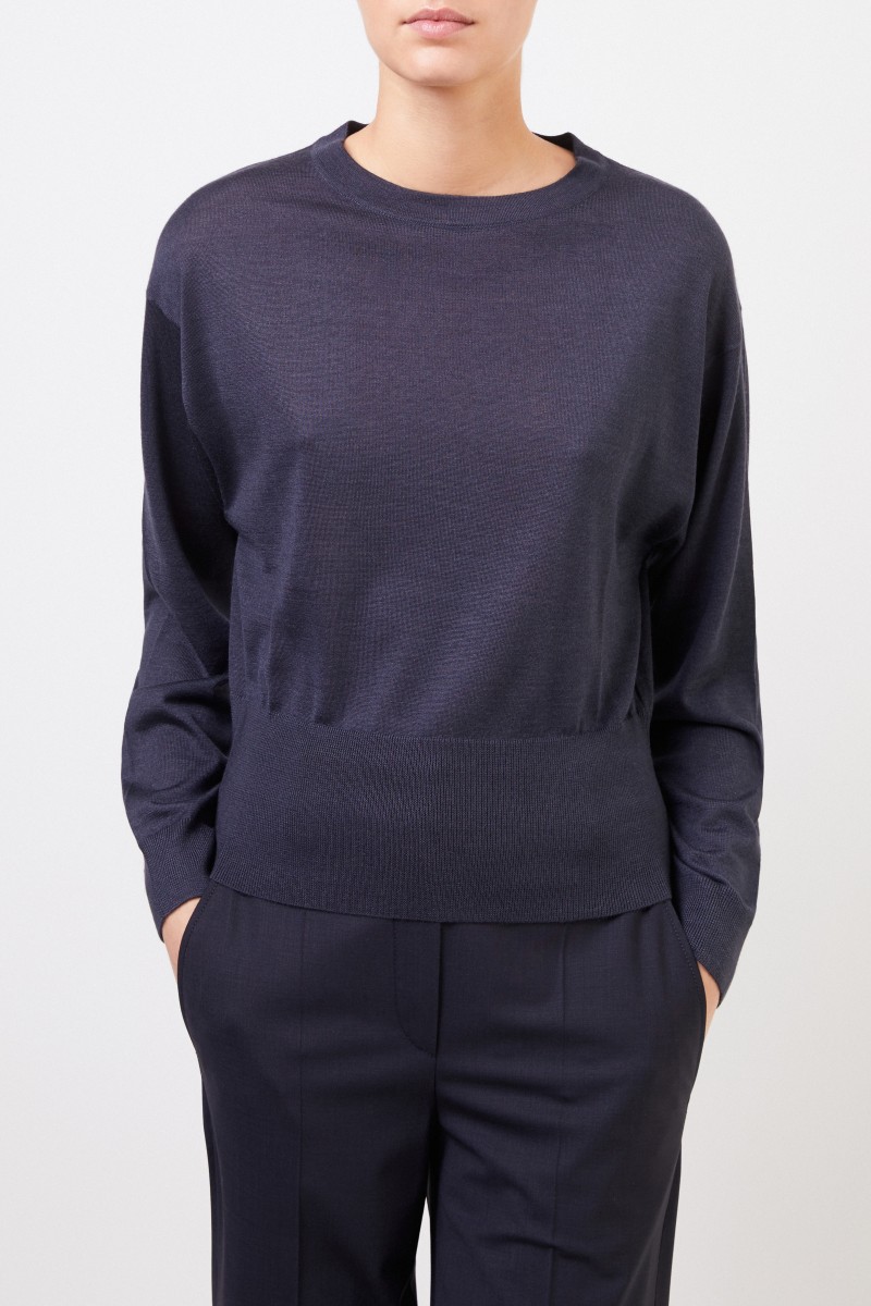 Brunello Cucinelli Cashmere-Seiden-Pullover Dunkelblau