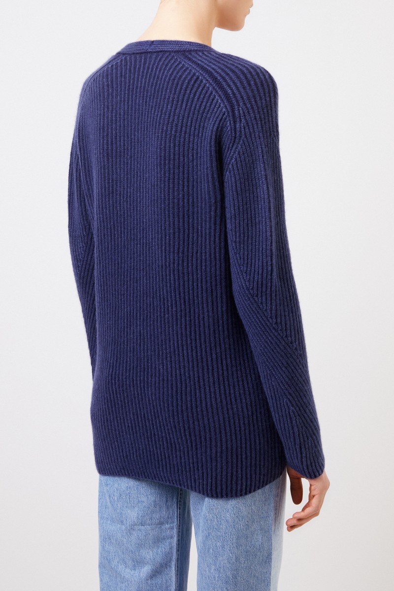 Iris von Arnim Cashmere-Pullover 'Fanchon' mit V-Neck Blau