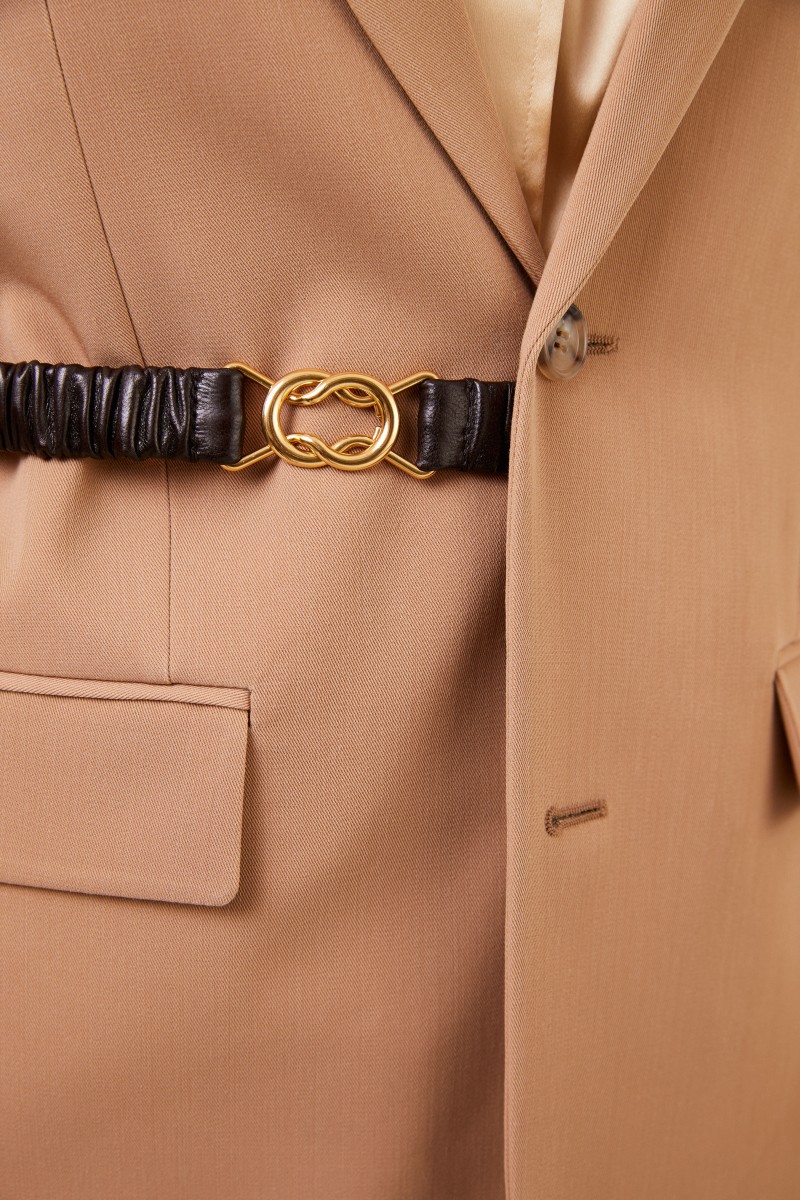 Bottega Veneta Longblazer aus Schafwolle in Beige