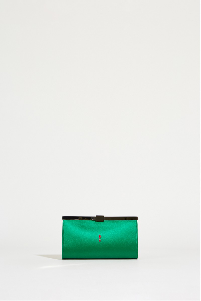 Satin-Clutch 'Palmette' Grün