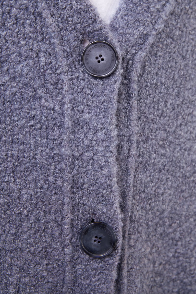 Stella McCartney Woll-Alpaka-Cardigan mit Patchwork Grau/Taubenblau