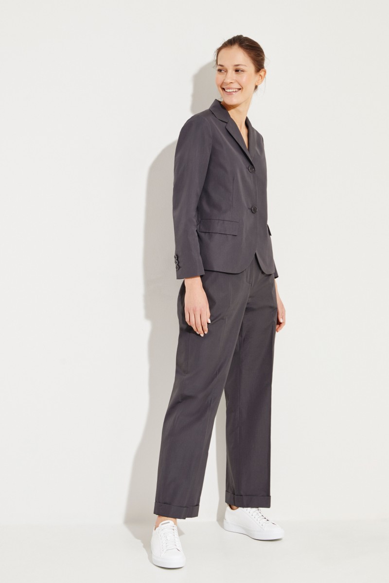 Baumwoll-Hose mit weitem Bein Grau