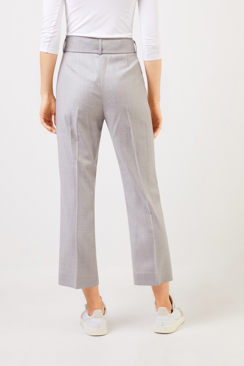 Fabiana Filippi Woll-Hose mit Gürtel Grau Melange