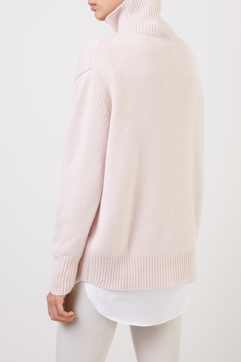 Allude Cashmere-Pullover mit Turtleneck Rosé