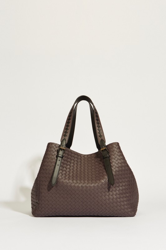 Geflochtener Leder-Shopper 'Tote' Braun