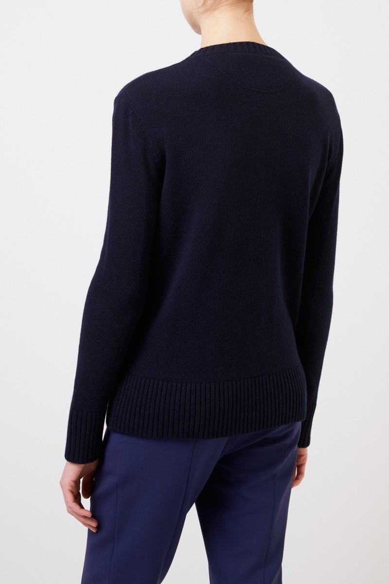 Valentino Woll-Cashmere-Pullover 'V' Navy