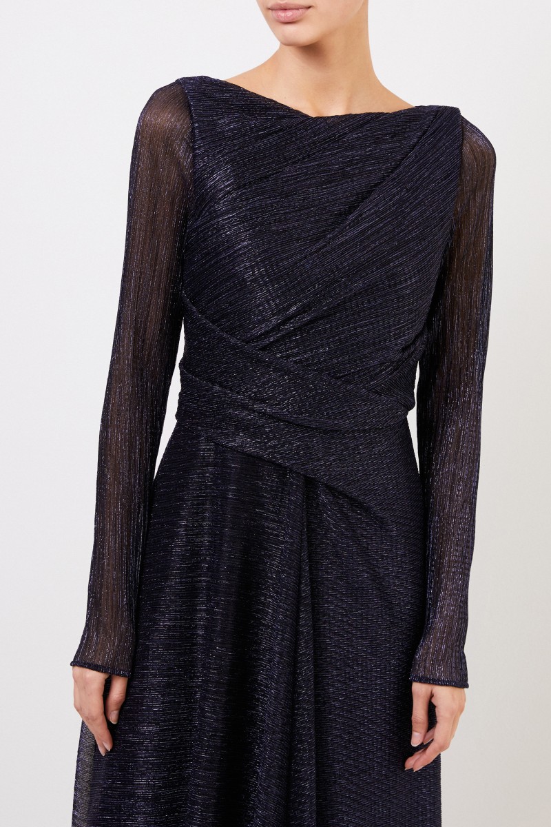 Talbot Runhof Langes Abendkleid mit Lurexdetails Dunkelblau