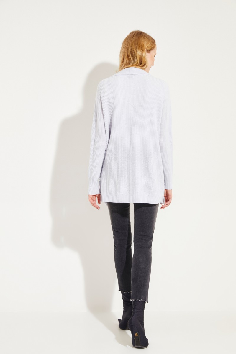 Rippstrick Cashmere-Cardigan Blau