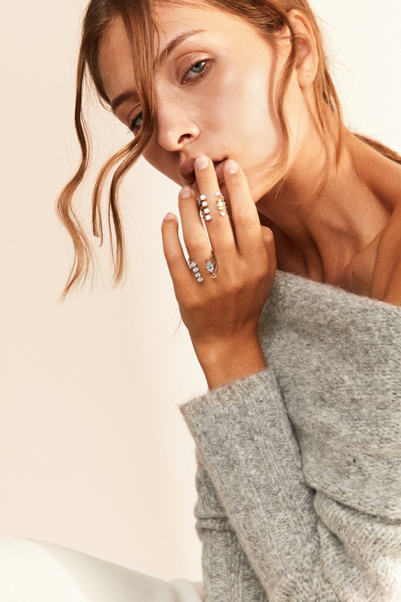 Delfina Delettrez Ring 'Today Tomorrow Dots' Weißgold/Aquamarin