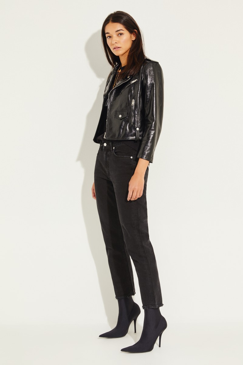 Biker-Lederjacke Schwarz