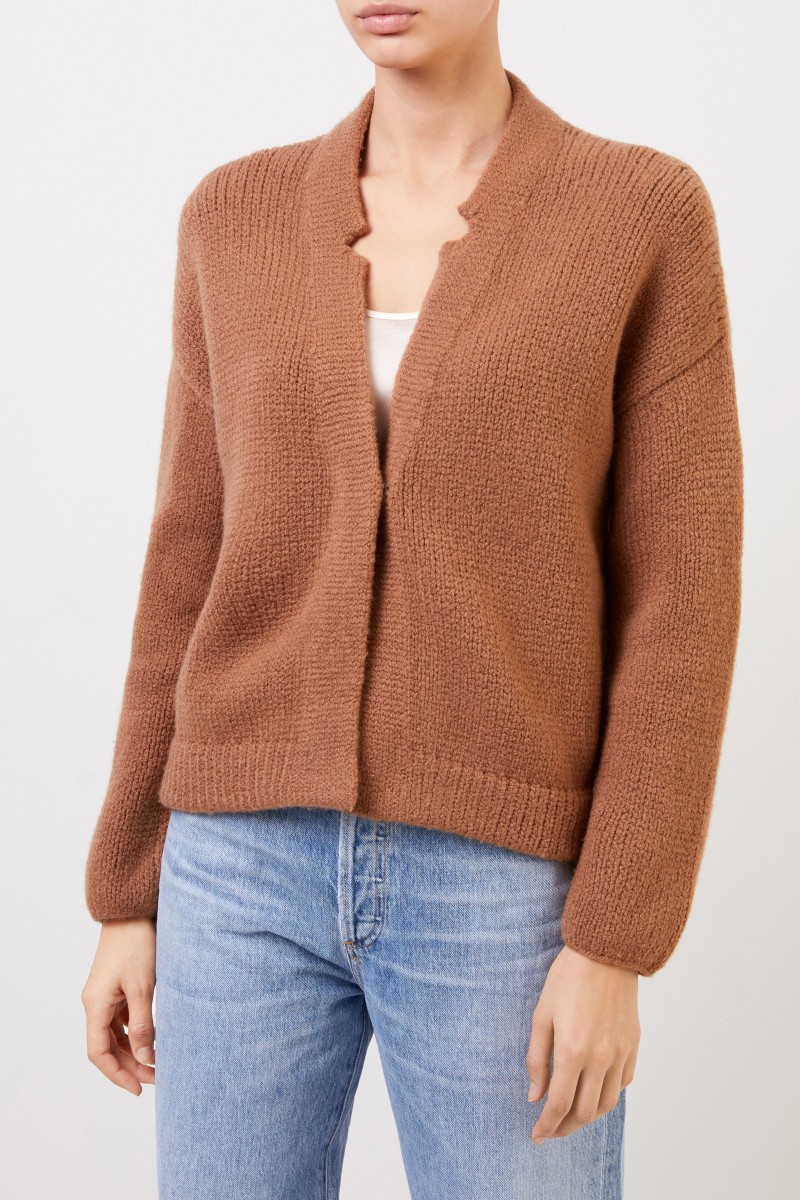 Kurzer Woll-Cardigan Cognac