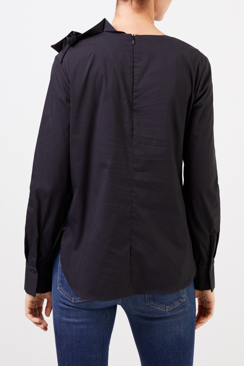 Louis and Mia Baumwollbluse mit Raffung Schwarz