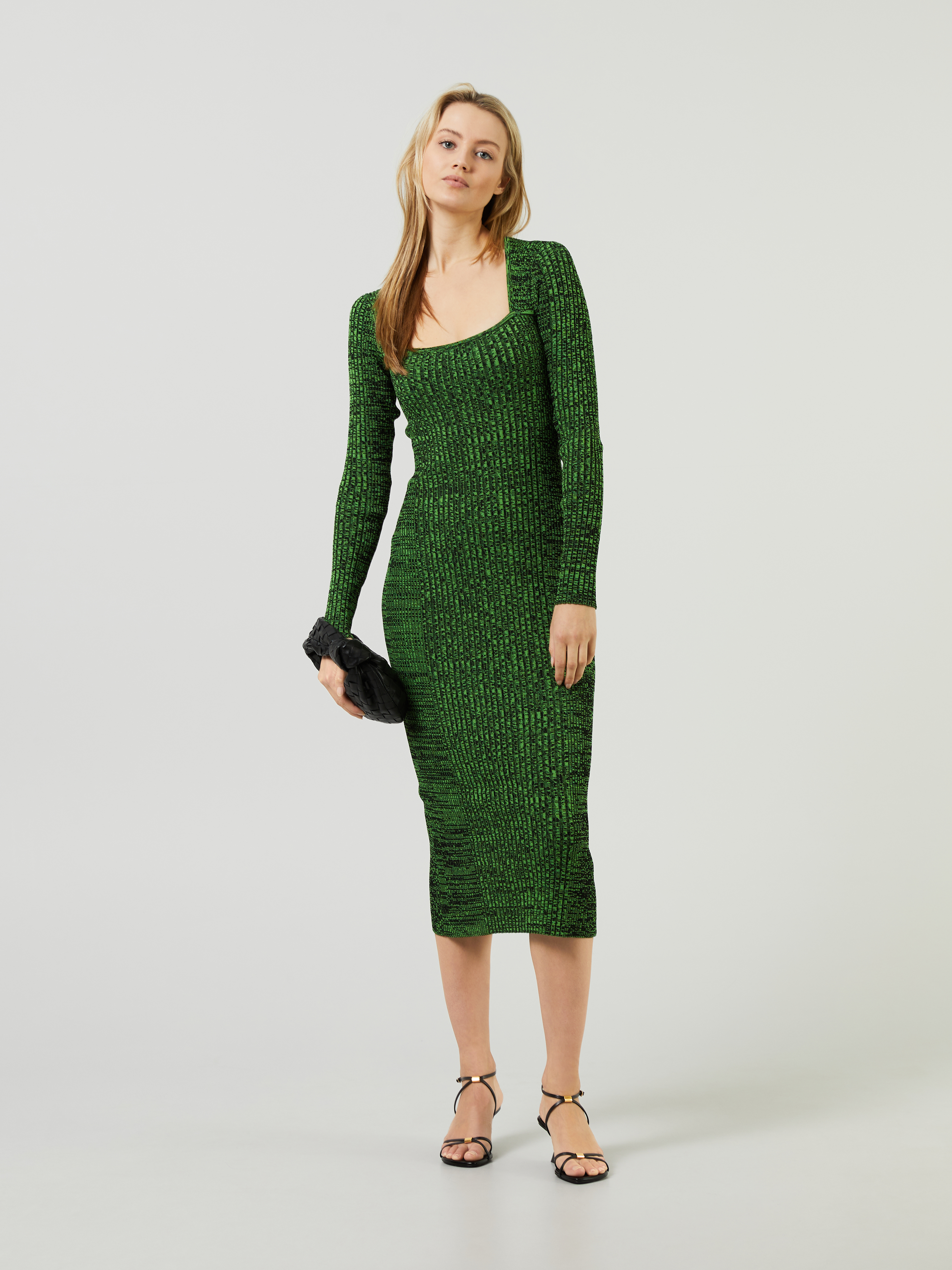 Ganni Melange knit dress green |