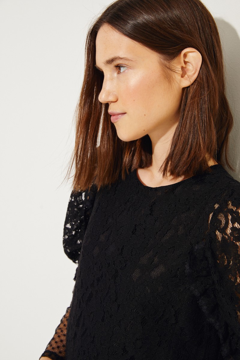 Lace-Bluse Schwarz