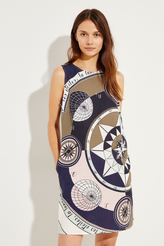 Leine-Kleid mit Print Multi