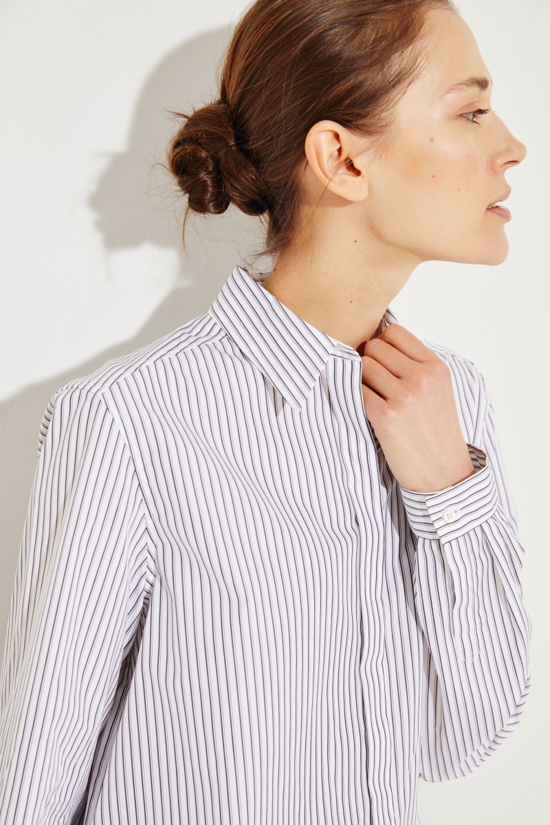Gestreifte Oversize-Bluse Blau/Weiß