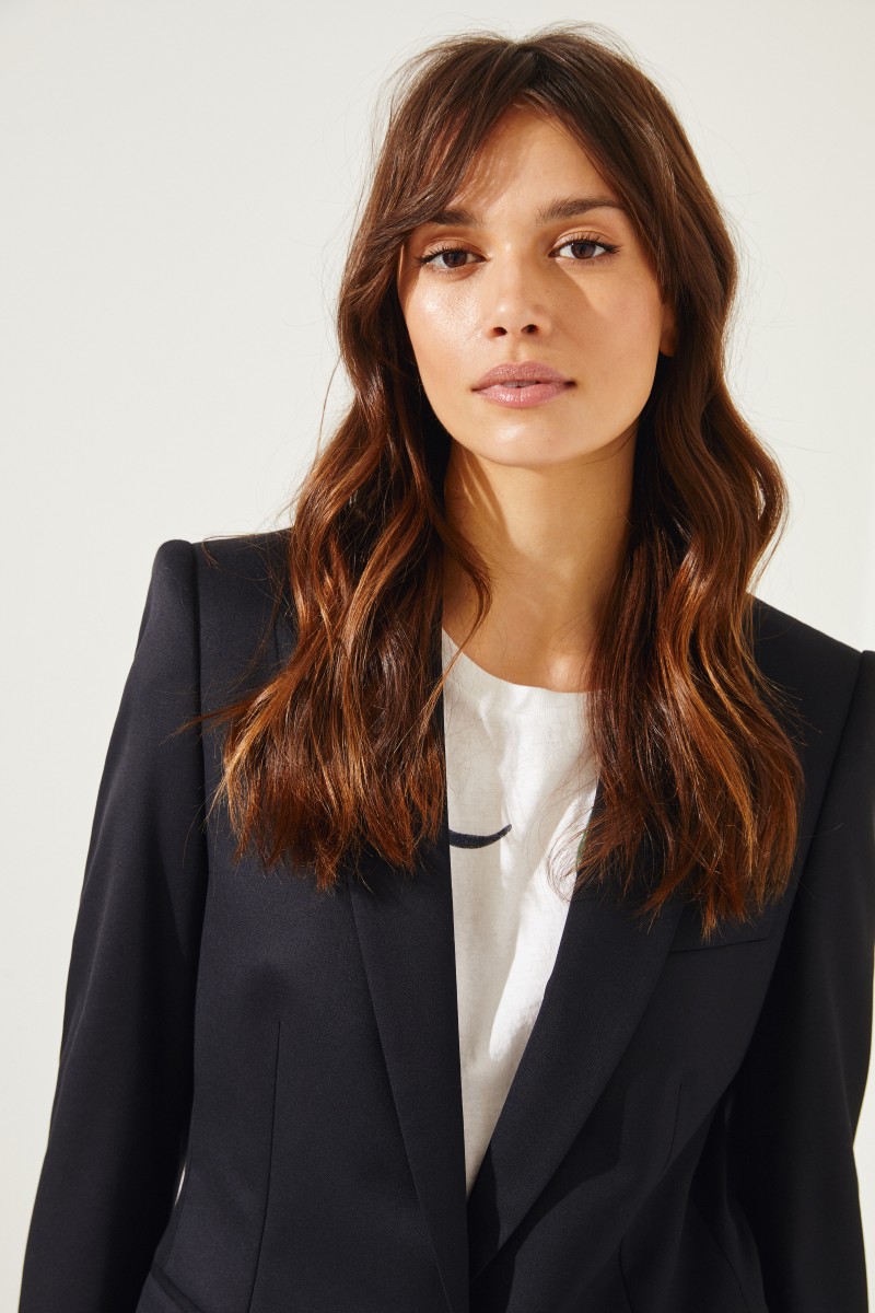 Taillierter Woll-Blazer Schwarz