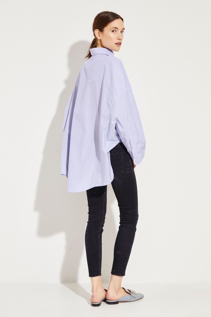Gestreifte Oversize-Bluse Blau/Weiß