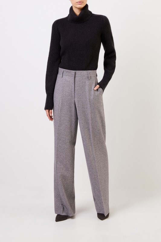 Iris von Arnim Woll-Seiden-Gabardinehose 'Jovell' Grau