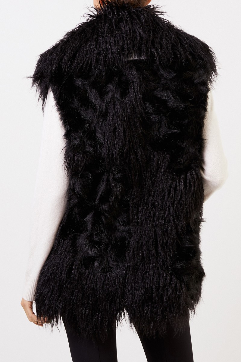 Stella McCartney Langhaar Faux Fur Weste Schwarz