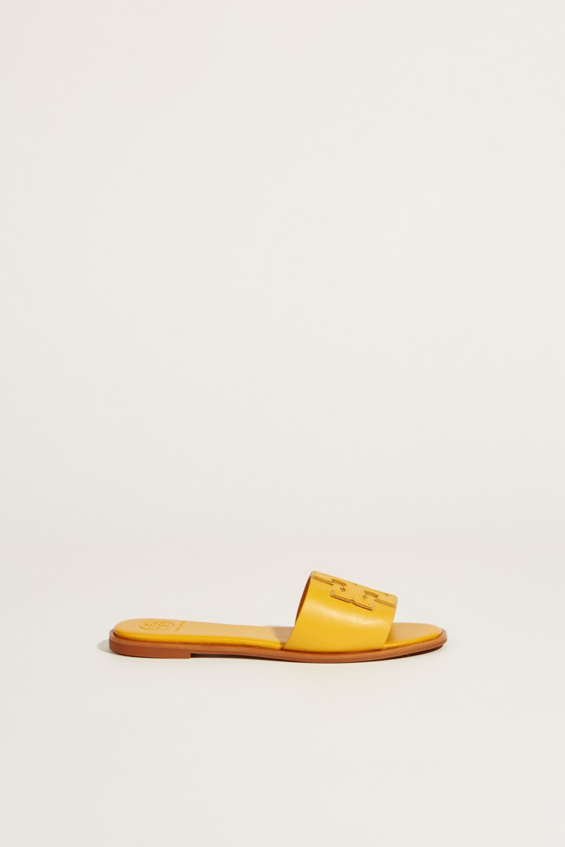 Leder-Sandale 'Ines' mit Logo Gelb