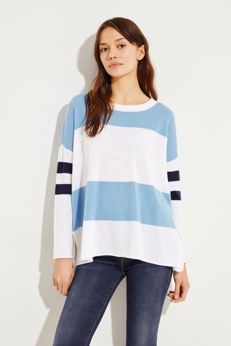 Tricolor Cashmere-Pullover Multi
