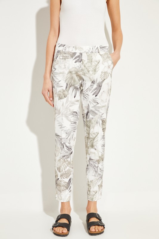 Baumwoll-Hose 'Stella' mit Print Weiß/Multi