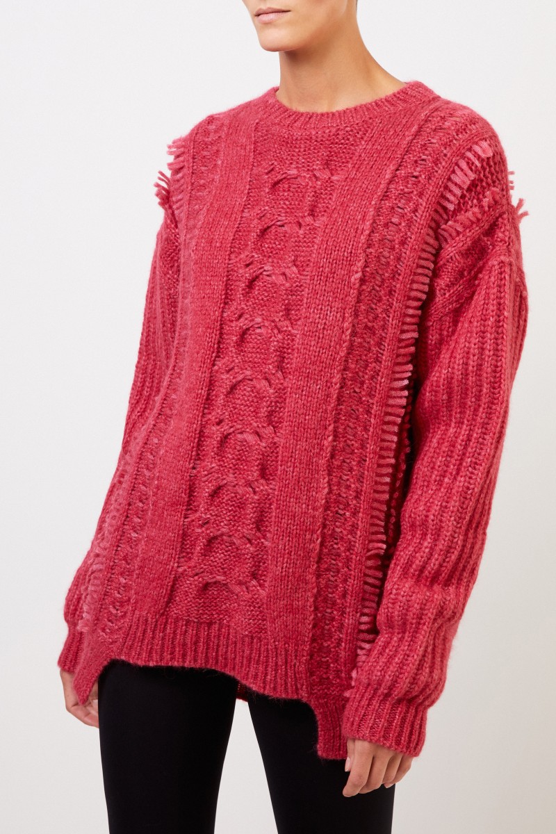 Stella McCartney Alpaca-Pullover mit Zopfmuster Fuchsia