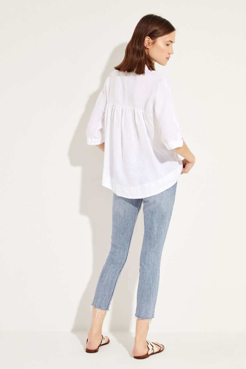Leinen-Bluse Weiß