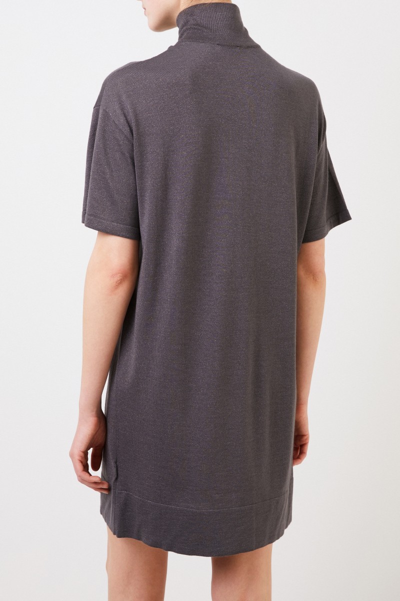 Cashmere-Seiden Strickkleid Grau