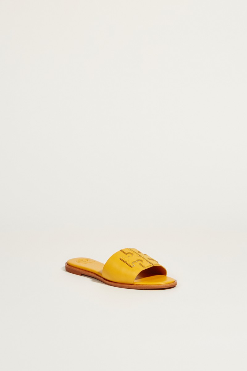 Leder-Sandale 'Ines' mit Logo Gelb