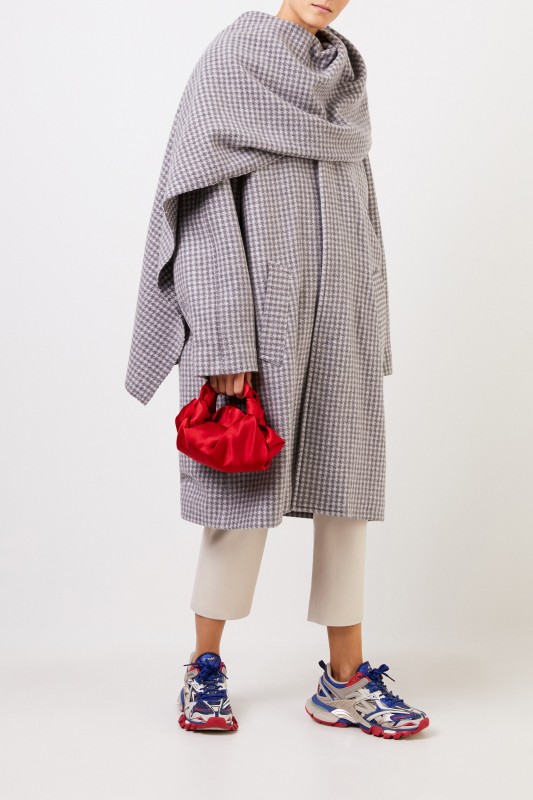 Balenciaga Woll-Mantel mit Schaldetail Grau