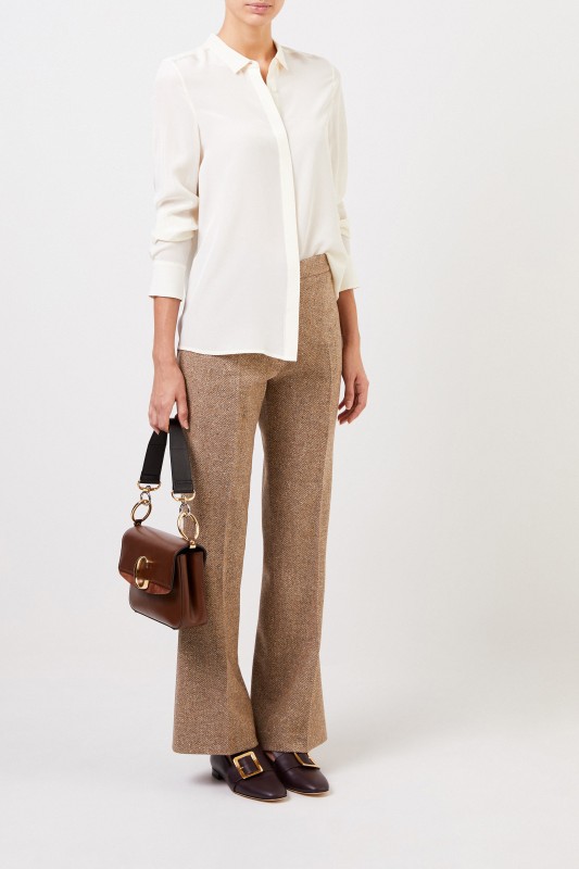 Etro Woll-Hose mit Fischgrätmuster Beige
