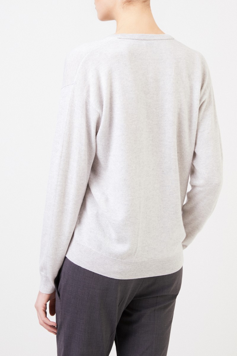 Brunello Cucinelli Cashmere-Pullover mit V-Neck Grau